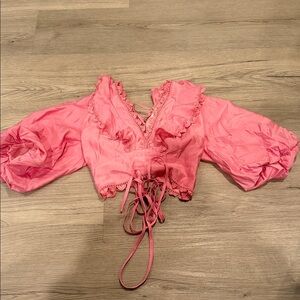 Pink Ruffled Crop Top